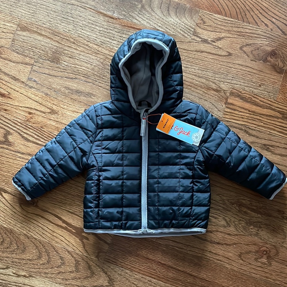 Cat & Jack Black Long Sleeve PufferJacket size 12M